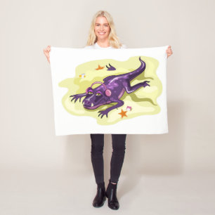 Anteosaurus zonnebaden met hoofdtelefoon. fleece deken