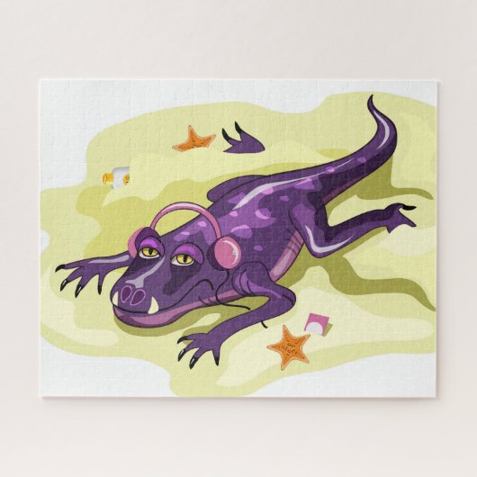 Anteosaurus zonnebaden met hoofdtelefoon. legpuzzel (Horizontaal)