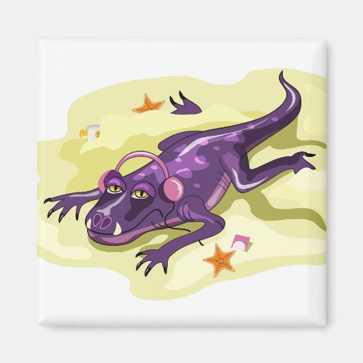 Anteosaurus zonnebaden met hoofdtelefoon. magneet (Voorkant)