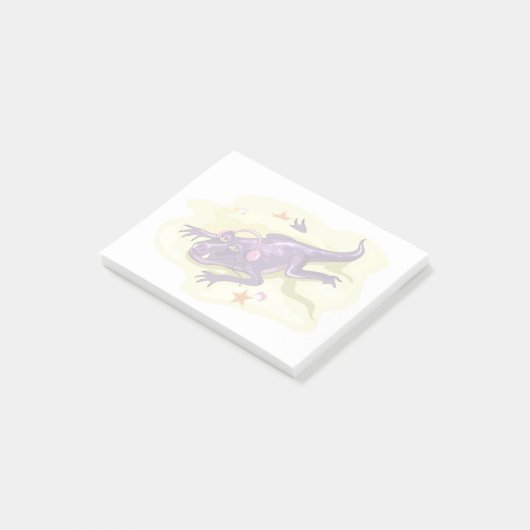 Anteosaurus zonnebaden met hoofdtelefoon. post-it® notes (Schuin)