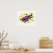 Anteosaurus zonnebaden met hoofdtelefoon. poster (Keuken)