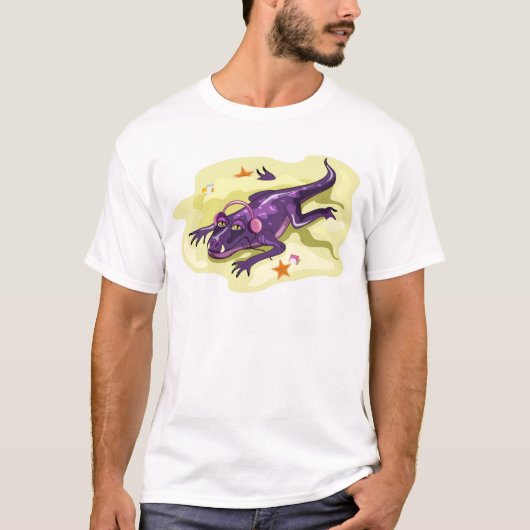 Anteosaurus zonnebaden met hoofdtelefoon. t-shirt (Voorkant)