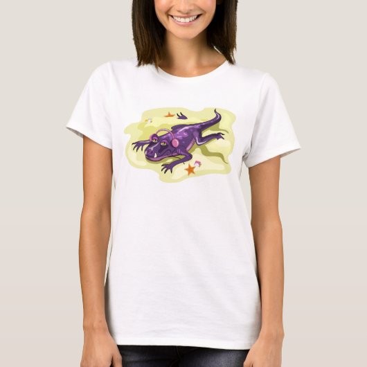 Anteosaurus zonnebaden met hoofdtelefoon. t-shirt (Voorkant)