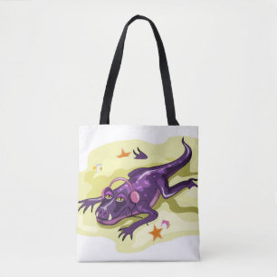 Anteosaurus zonnebaden met hoofdtelefoon. tote bag