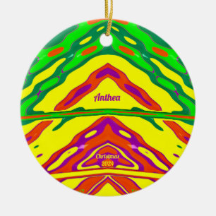 ANTHEA ~ 3D CHRISTMAS Red Green Yellow 2022 Keramisch Ornament