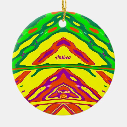 ANTHEA ~ 3D CHRISTMAS Red Green Yellow 2022 Keramisch Ornament (Voorkant)
