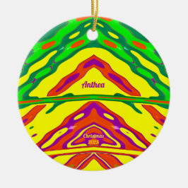 ANTHEA ~ 3D KERSTMIS Rood Groen Geel 2025 ~ Keramisch Ornament