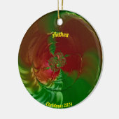 ANTHEA ~ Glanzende rode en groene kerst 2024 Keramisch Ornament (Links)