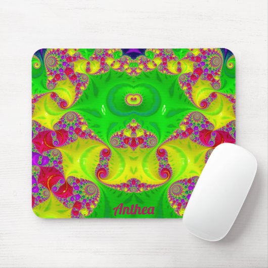 ANTHEA ~ Zany Hot Cerise, geel, rood en groen Muismat (Met muis)