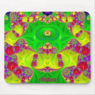 ANTHEA ~ Zany Hot Cerise, geel, rood en groen Muismat