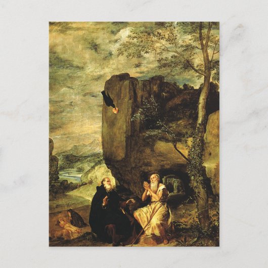 Anthonius de Grote en Paulus van Thebe Briefkaart (Voorkant)