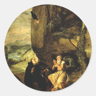 Anthonius de Grote en Paulus van Thebe Ronde Sticker