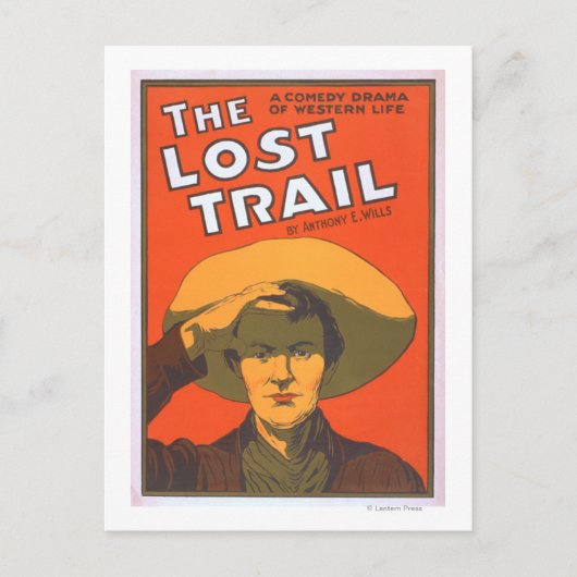 Anthony E. Wills "The Lost Trail" Wester Theater Briefkaart (Voorkant)