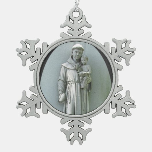 Anthony en Jesus ~ Pewter-versiering Tin Sneeuwvlok Ornament (Voorkant)