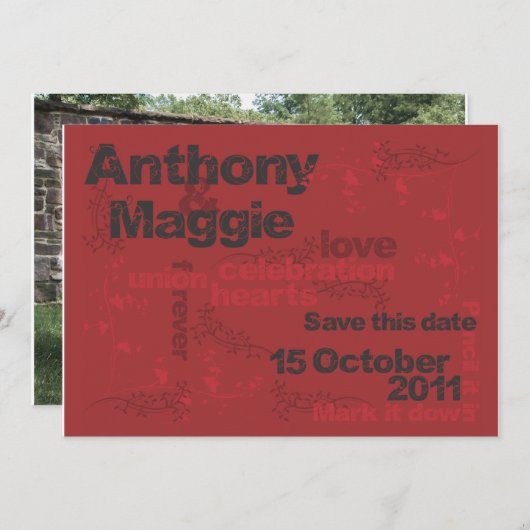 Anthony en Maggie Save the Date (Voorkant / Achterkant)