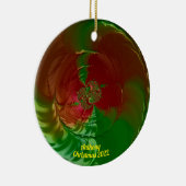 ANTHONY ~ Glossy Red en Green Kerstmis 2022 Keramisch Ornament (Rechts)