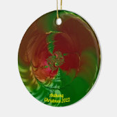 ANTHONY ~ Glossy Red en Green Kerstmis 2022 Keramisch Ornament (Links)