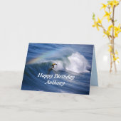 Anthony Happy Birthday Surfer With Rainbow Kaart (Gele Bloem)