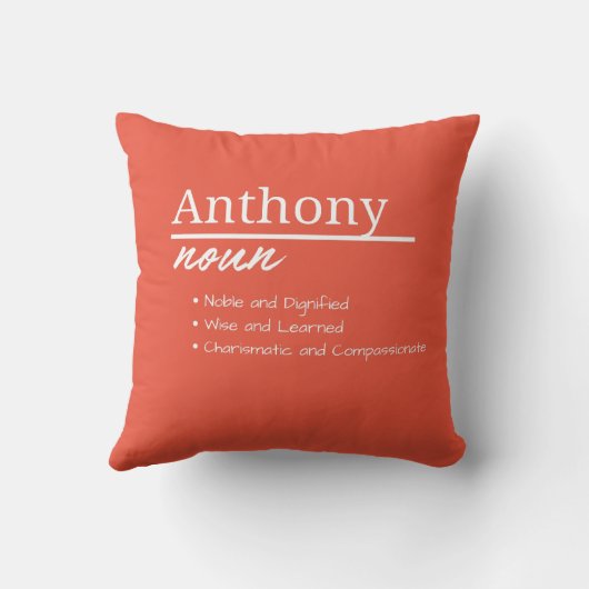 Anthony, Jongen Gepersonaliseerde Naam Definitie Kussen (Achterkant)