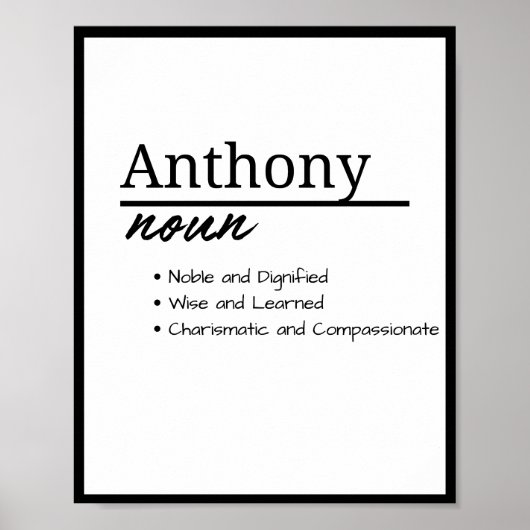 Anthony, Jongen Gepersonaliseerde Naam Definitie Poster (Voorkant)