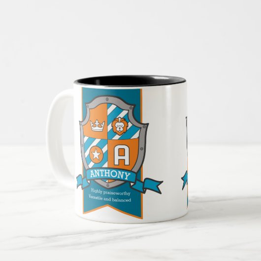 Anthony letter Een kuif oranje naam betekent mok (Voorkant links)