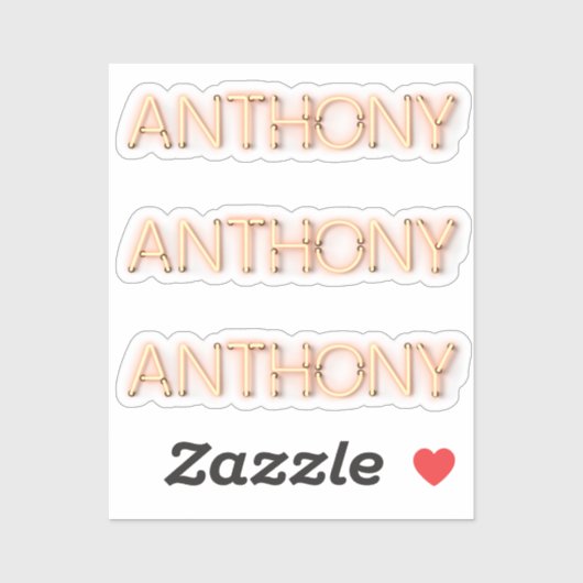 Anthony-naam in gloeiende neonlampen x3 sticker (Vel)