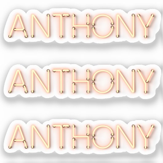 Anthony-naam in gloeiende neonlampen x3 sticker (Voorkant)