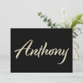 Anthony Name white gold Handwriting Karte Kaart (Staand voorkant)