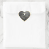 Anthraciet Gouden Rand Logo en Monogram Bedankt Hart Sticker (Tas)