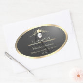 Anthraciet Gouden Rand Logo Monogram Productlabel Ovale Sticker (Envelop)
