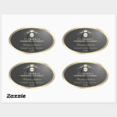 Anthraciet Gouden Rand Logo Monogram Productlabel Ovale Sticker (Vel)