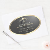 Anthraciet met gouden rand Monogram Productlabel Ovale Sticker (Envelop)