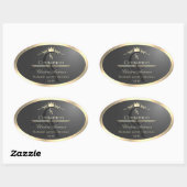 Anthraciet met gouden rand Monogram Productlabel Ovale Sticker (Vel)