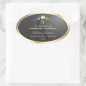 Anthraciet met gouden rand Monogram Productlabel Ovale Sticker (Tas)