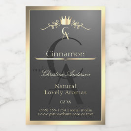 Anthraciet met gouden rand Monogram Productlabel Voedselcontainer Etiket