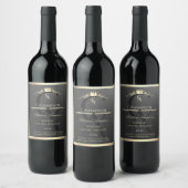 Anthraciet met gouden rand Monogram Productlabel Wijn Etiket (Flessen)
