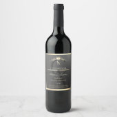 Anthraciet met gouden rand Monogram Productlabel Wijn Etiket (Voorkant)