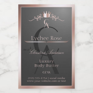 Anthraciet Product Label Roze Gouden Frame Monogra Voedselcontainer Etiket