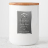 Anthraciet productlabel zilveren frame en monogram voedselcontainer etiket (Voorkant)