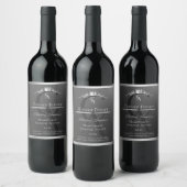 Anthraciet Productlabel Zilveren Frame en Monogram Wijn Etiket (Flessen)