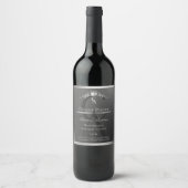 Anthraciet Productlabel Zilveren Frame en Monogram Wijn Etiket (Voorkant)