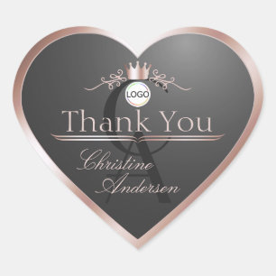 Anthraciet Rose Goud Frame Logo Monogram Bedankt Hart Sticker