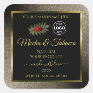 Anthracite Black Product Labels Ladybug met Logo