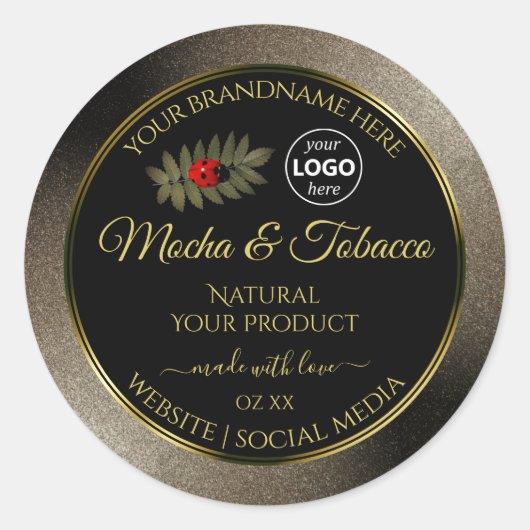 Anthracite Black Product Labels Ladybug met Logo (Voorkant)