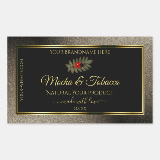 Anthracite Glitter Black Product Labels Ladybug (Voorkant)