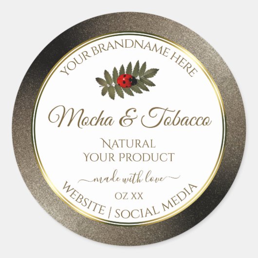 Anthracite Glitter White Product Labels Ladybug (Voorkant)