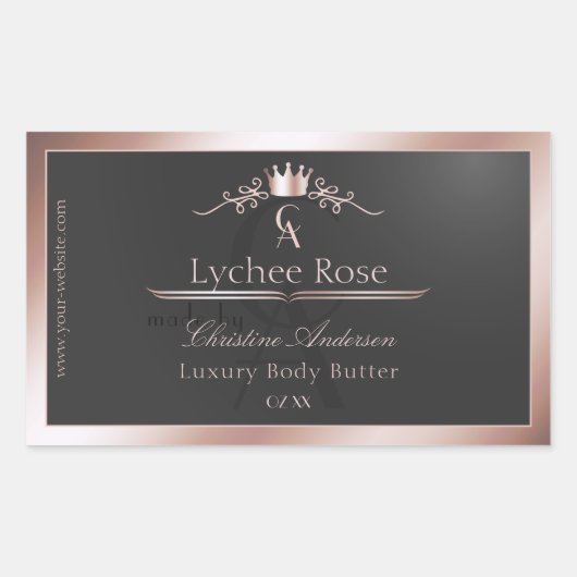 Anthracite Product Label Rose Gold Frame Monogram (Voorkant)