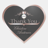 Anthracite Rose Gold Frame Logo Monogram Thank You Hart Sticker (Voorkant)
