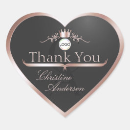 Anthracite Rose Gold Frame Logo Monogram Thank You Hart Sticker