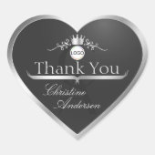 Anthracite Silver Frame Logo Monogram Thank You Hart Sticker (Voorkant)